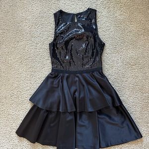 NWT Armani exchange black sequins top with satin skirt dress, holiday party